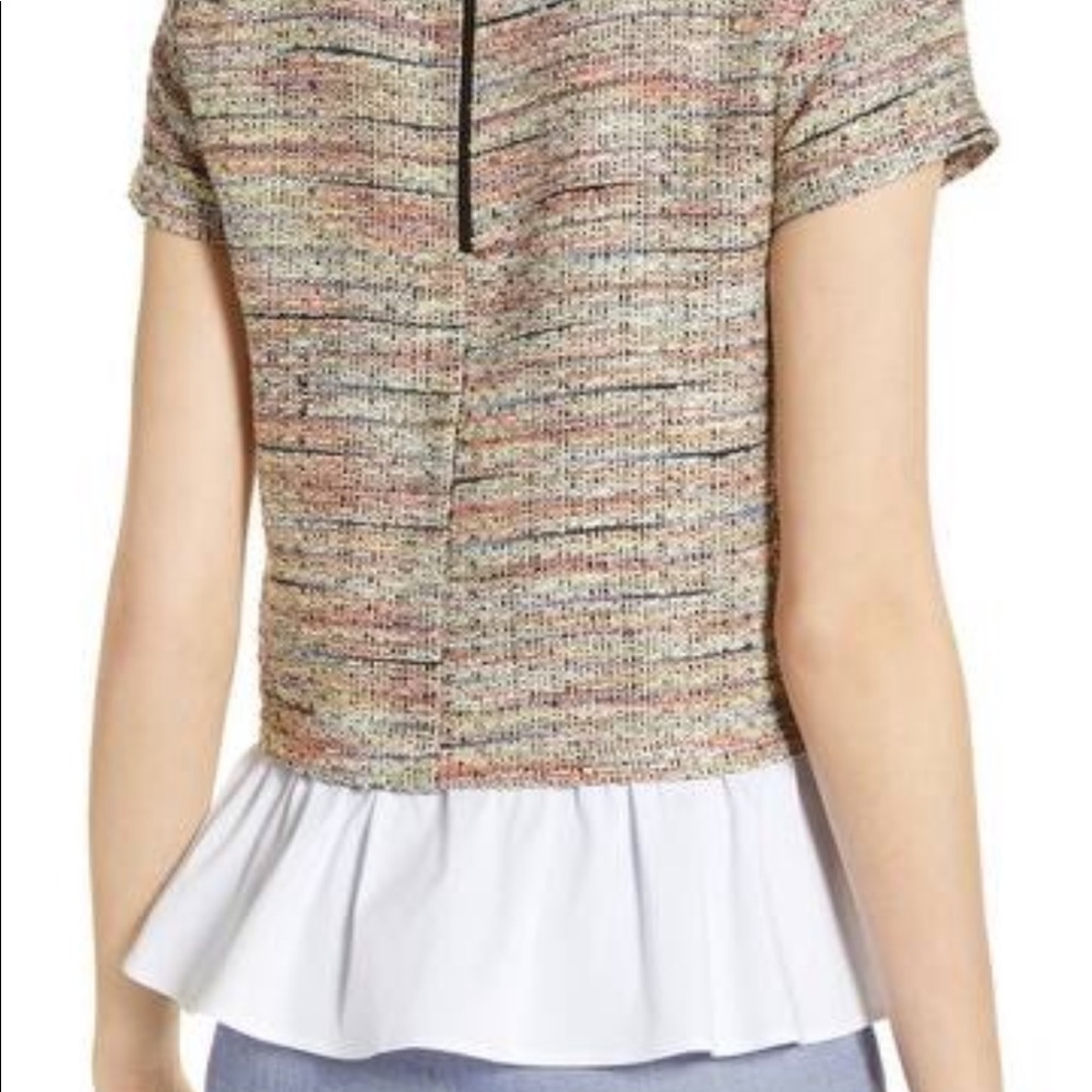 Halogen tweed poplin ruffle top small lagenlook - Picture 6 of 12